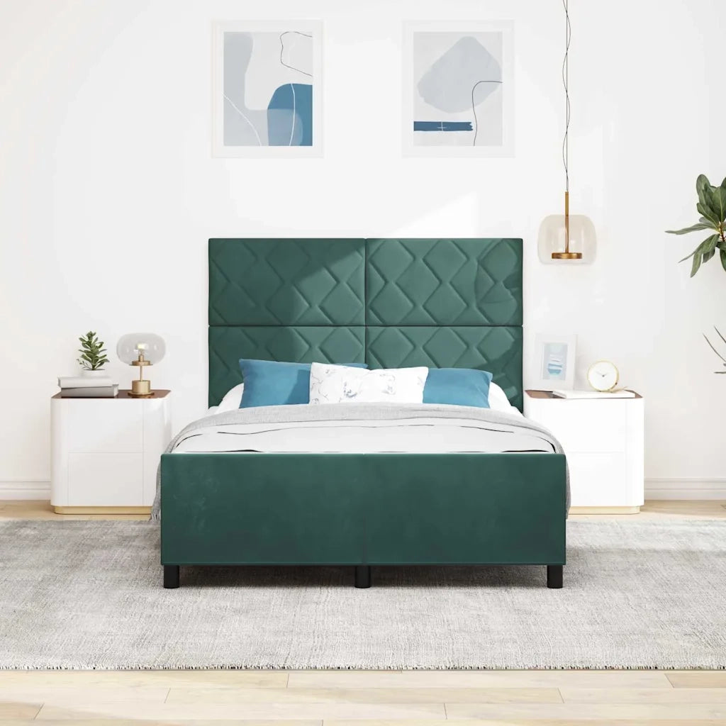 Letto a molle con testiera Verde Scuro 140 x 190 cm Velluto 3345008
