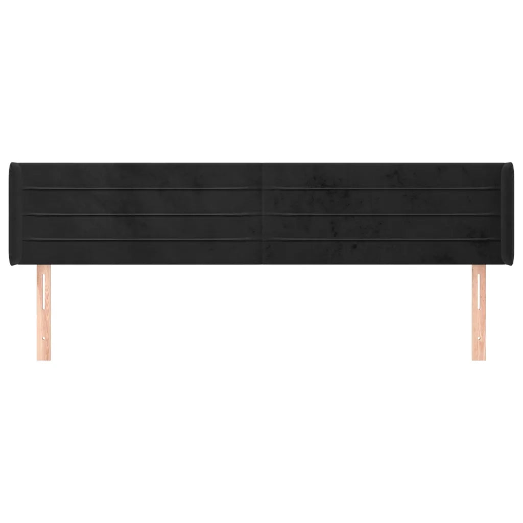 Testiera | Testata ad Orecchio Nera 183x16x78/88 cm in Velluto