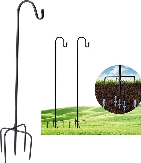 -Supporto per Piante in Ferro con 5 Piedini per Piante Sospese -Supporto per Semi per Uccelli con Verniciatura Antiruggine -Lanterna a Luce Solare da 120cm per Esterno
