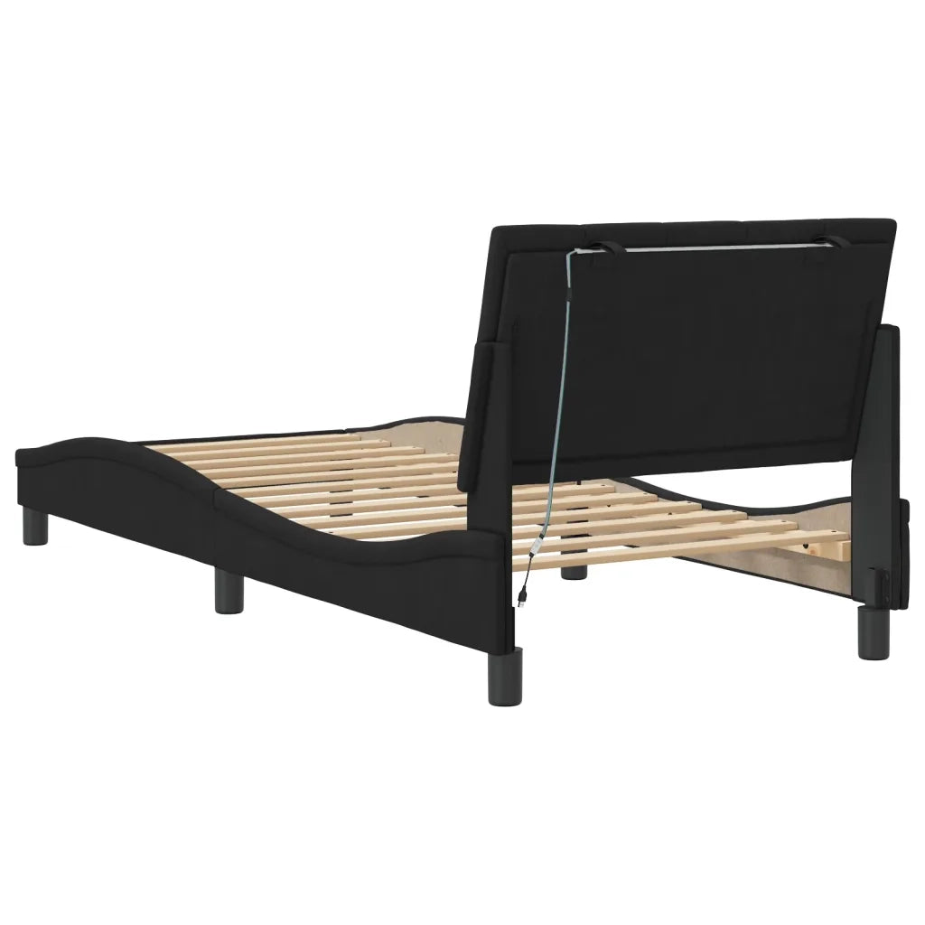 Giroletto con LED senza Materasso Hanko Nero 80x200 cm in Velluto 3213747