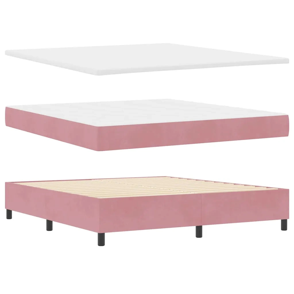 Letto a molle con materasso con led Rosa 180 x 200 cm Velluto