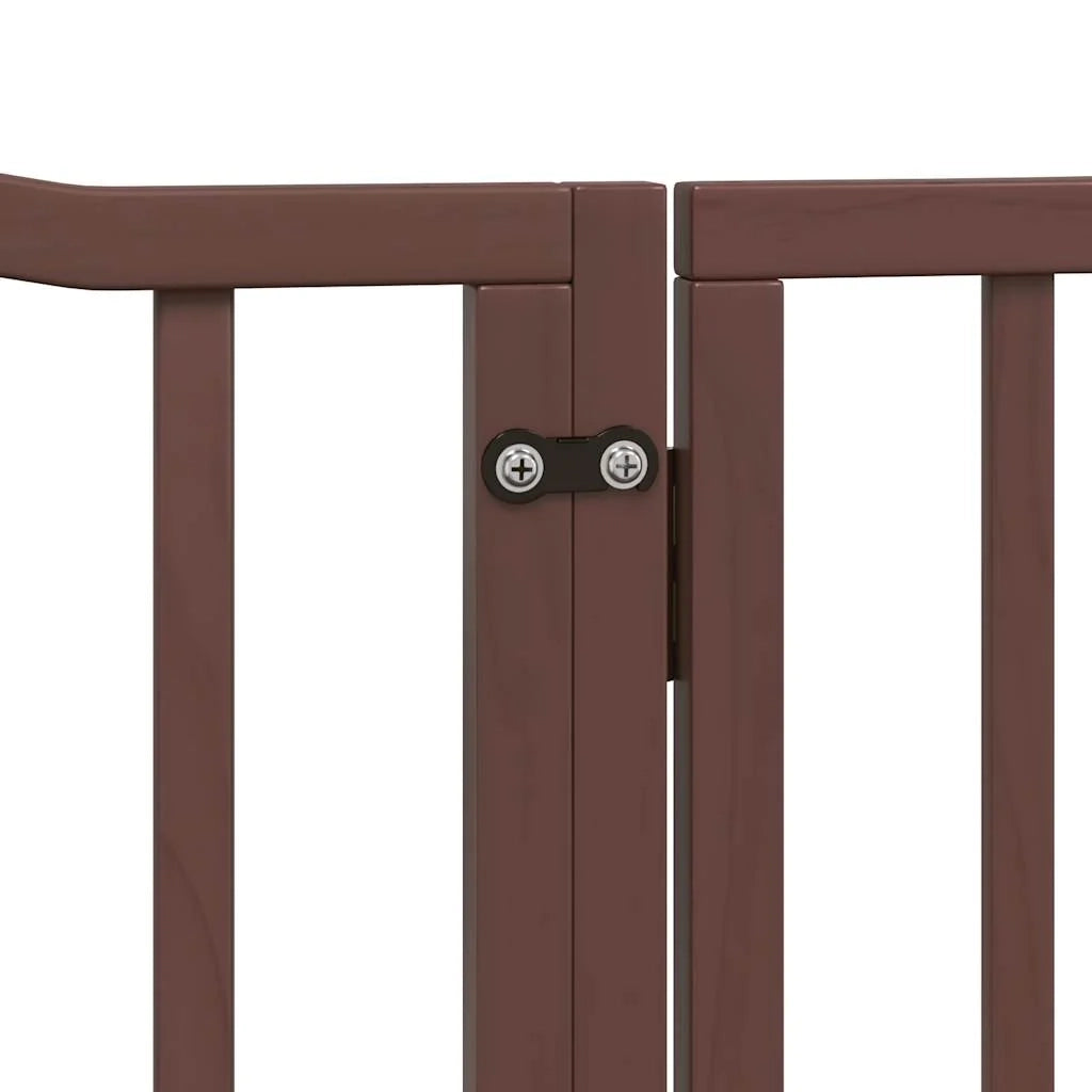 Cancelletto di sicurezza per cani con porta in legno di pioppo a 4 pannelli marrone 02_0023295