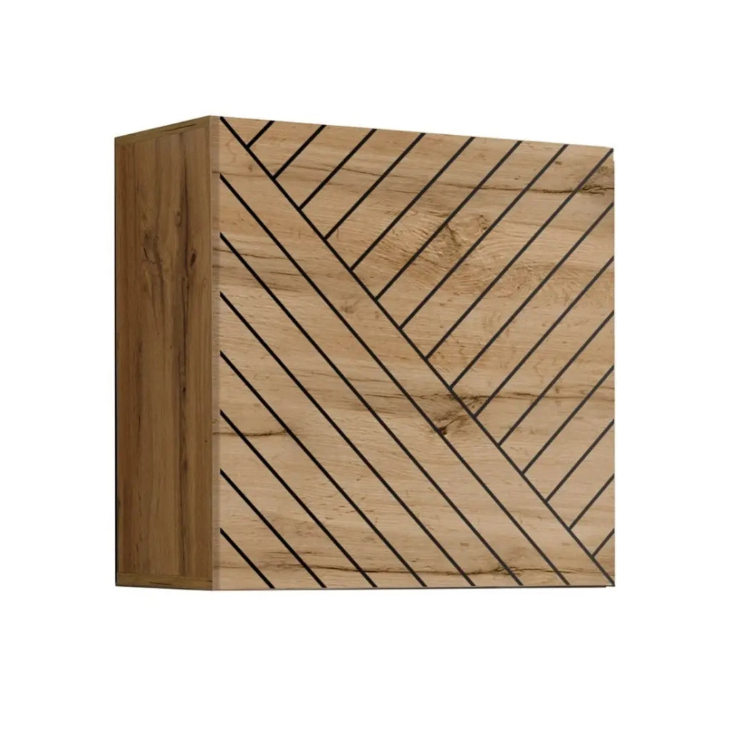 Set di mobili da salotto design SWITCH V, quercia/nero, finiture in quercia fresata e nero lucido