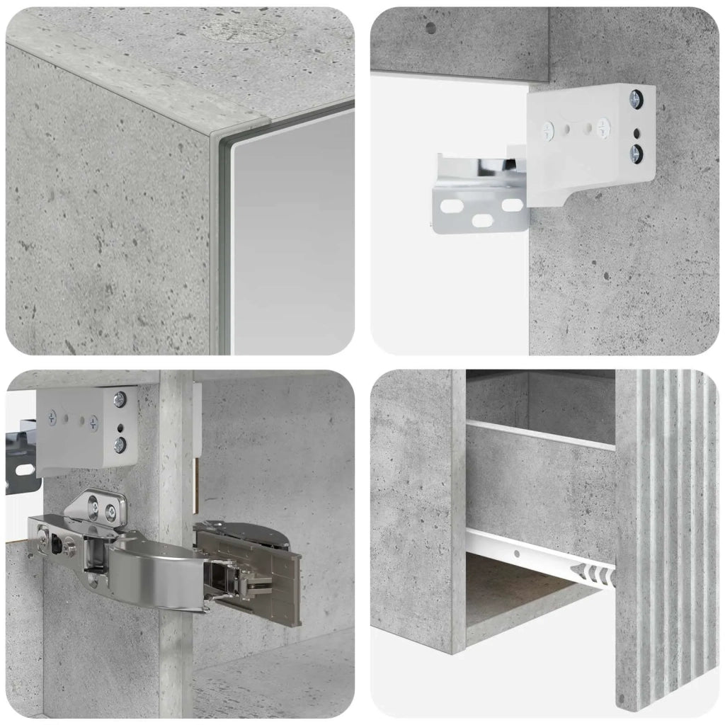Set di Armadi da Bagno 4 pz Grigio Cemento Legno ingegnerizzato 3406458