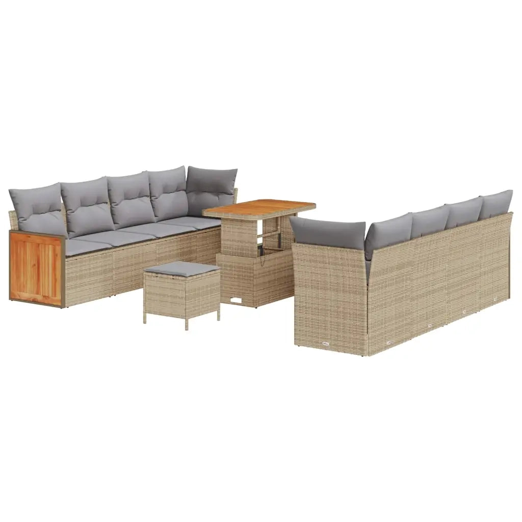 Set Divano da Giardino 12 pcs Beige e Grigio Chiaro polyrattan