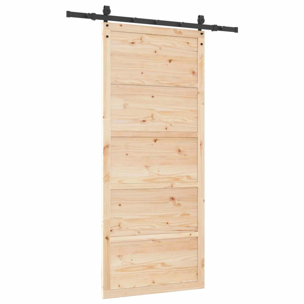 Porta scorrevole Naturale 80 x 208 cm Legno Massello di Pino 3445614