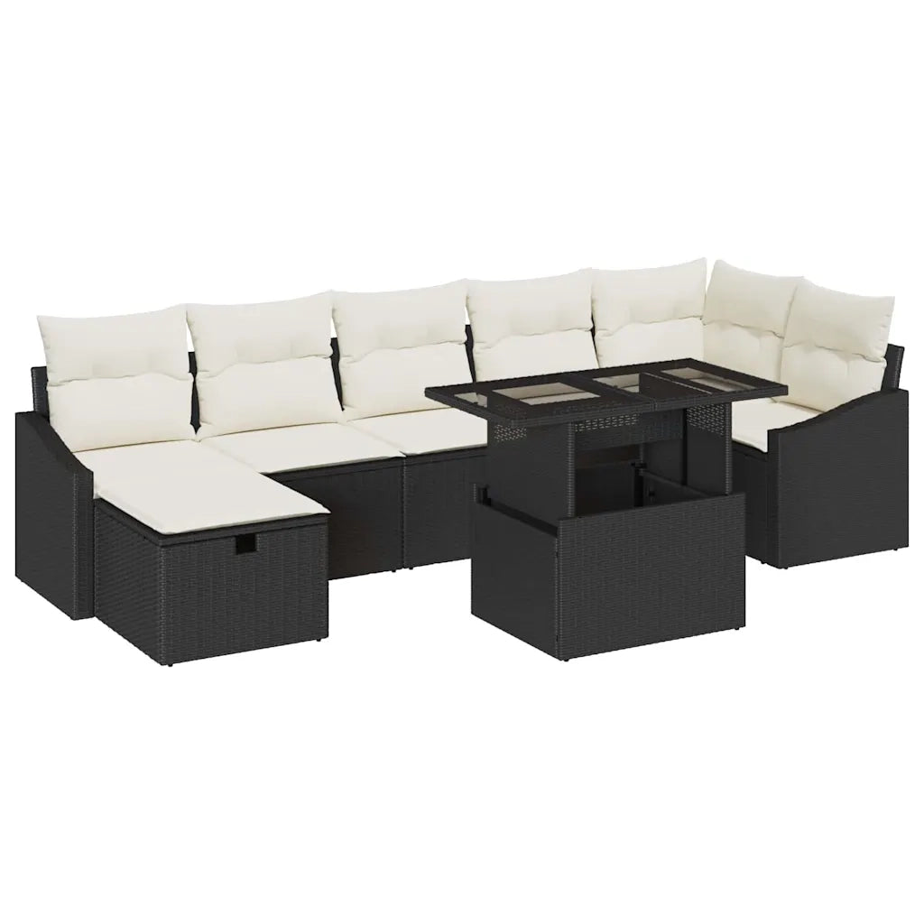 Set Divano da Giardino 8 pcs Nero polyrattan 3361176