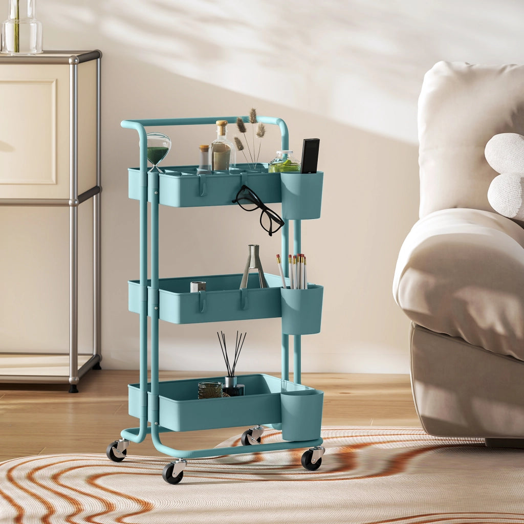 Carrello Portaoggetti Multifunzionale con Ruote e Ganci ¨C Zephmum ¨C Verde 42x38x86.5 cm