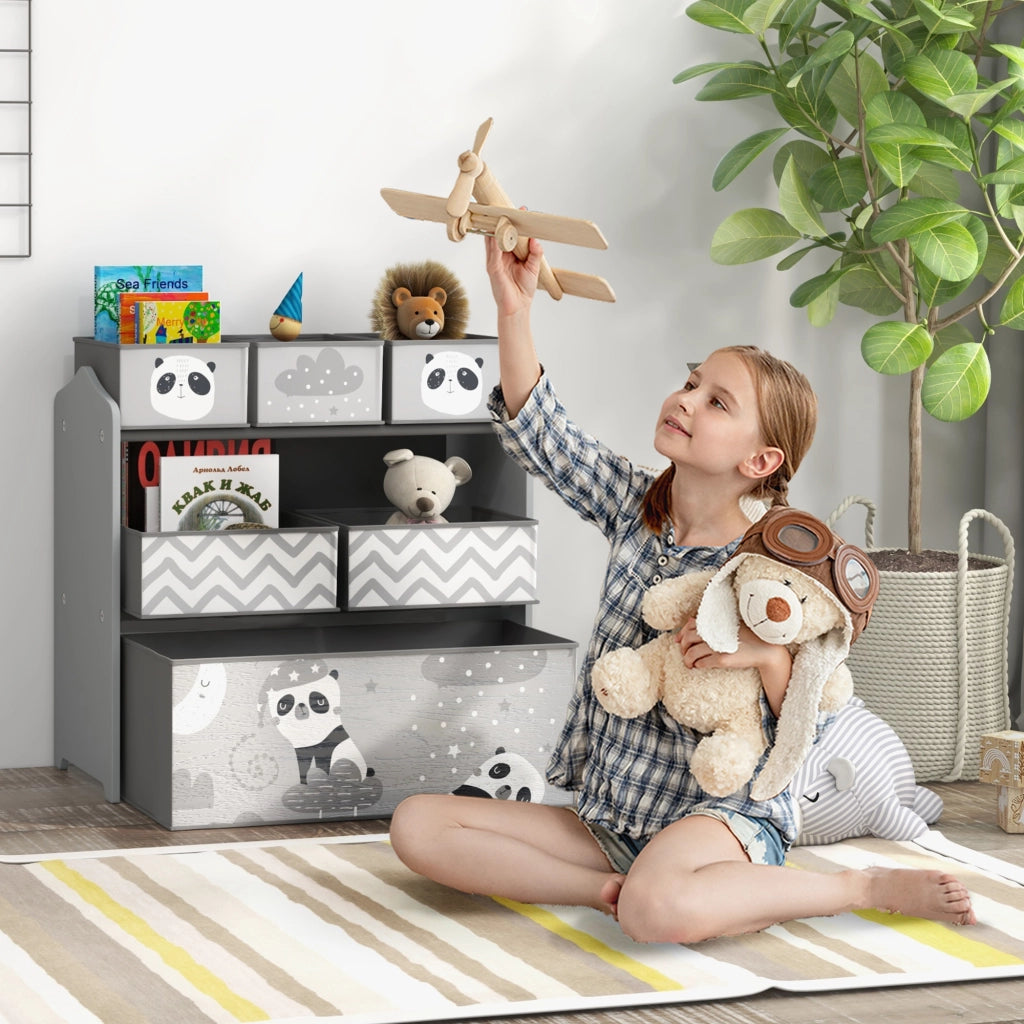 Libreria per giocattoli con 6 cesti ¨C Minimal ¨C Grigio 63x30x66 cm