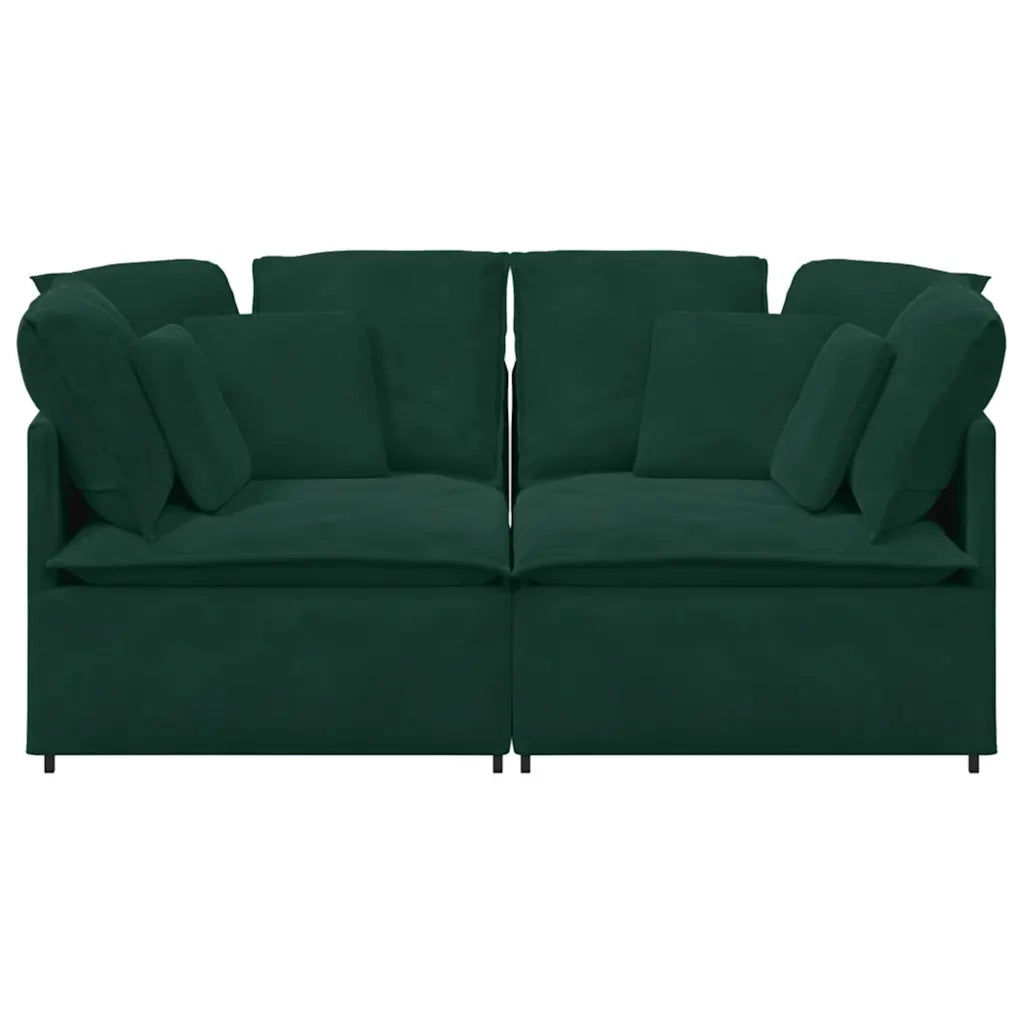 Divano Modulare con Cuscini in Velluto Verde Scuro 3321251