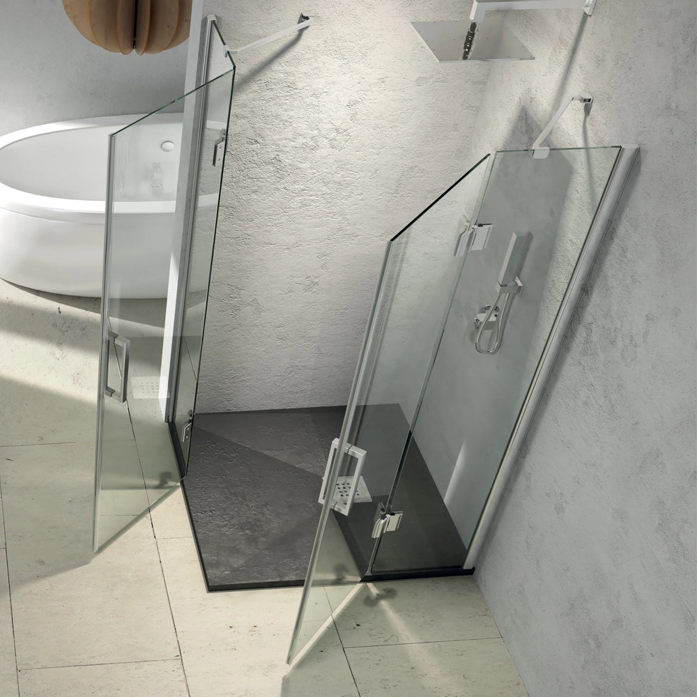 Ogomondo cabina doccia angolare con 2 ante battenti cristallo 8 mm *** misure 67-69x97-99xh195 cm, confezione 1