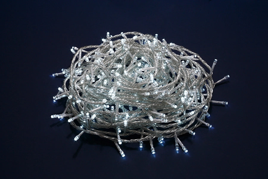 Luci di Natale Led filo Trasparente Luce Calda Fredda da Esterno Interno Albero Numero Led: 300, Temperatura di colore: Luce Bianca