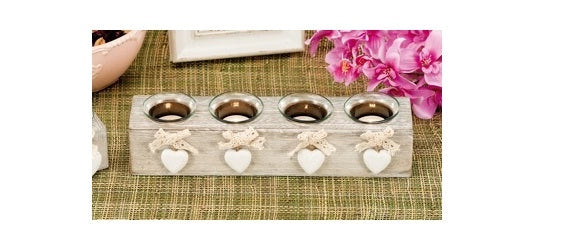 Portacandela Porta tea-light in legno + 4 tea - light 32 x 8 x 7 cm