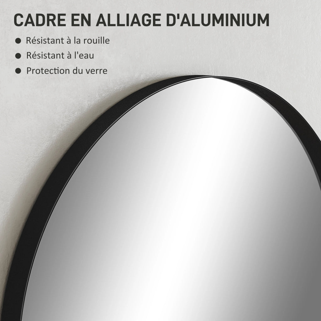 Specchio da parete con cornice in alluminio per bagno ¨C zephmum ¨C 60x90 cm nero