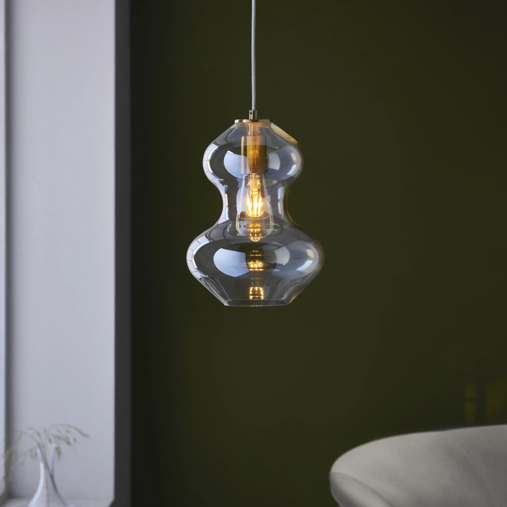 Lampada a sospensione vetro champagne ottone E27 Endon