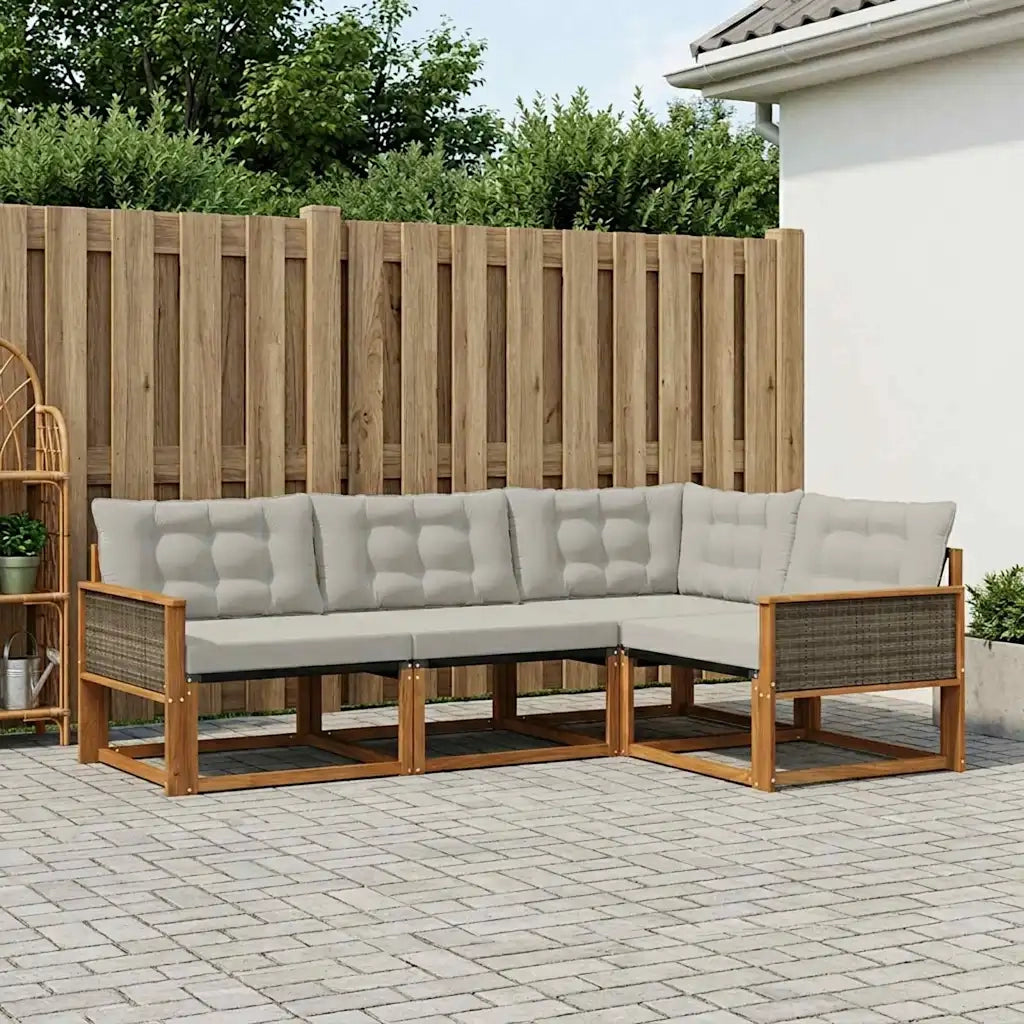Set di divani da esterno 4 pcs Naturale e Grigio Chiaro 3381387