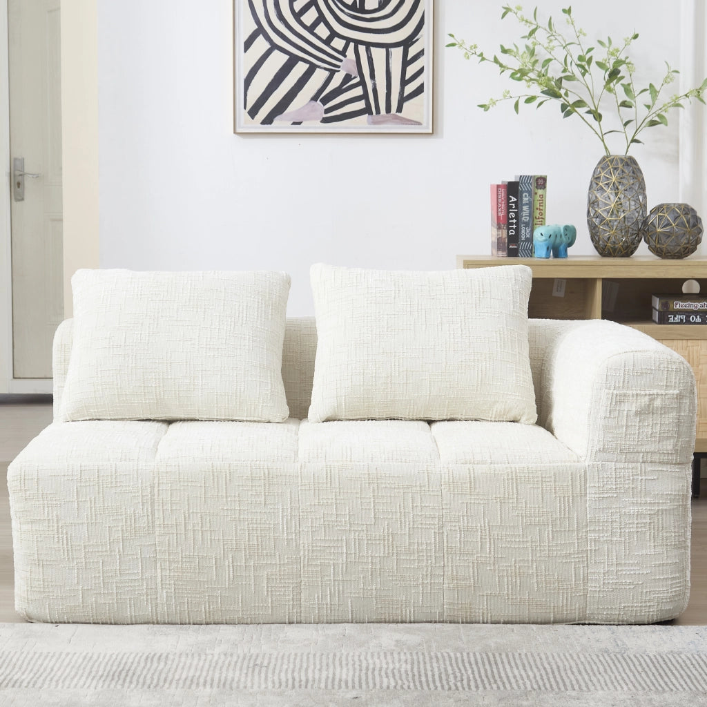 Divano comodo per 2 persone - Zephmum - Con cuscini, tasche laterali, beige