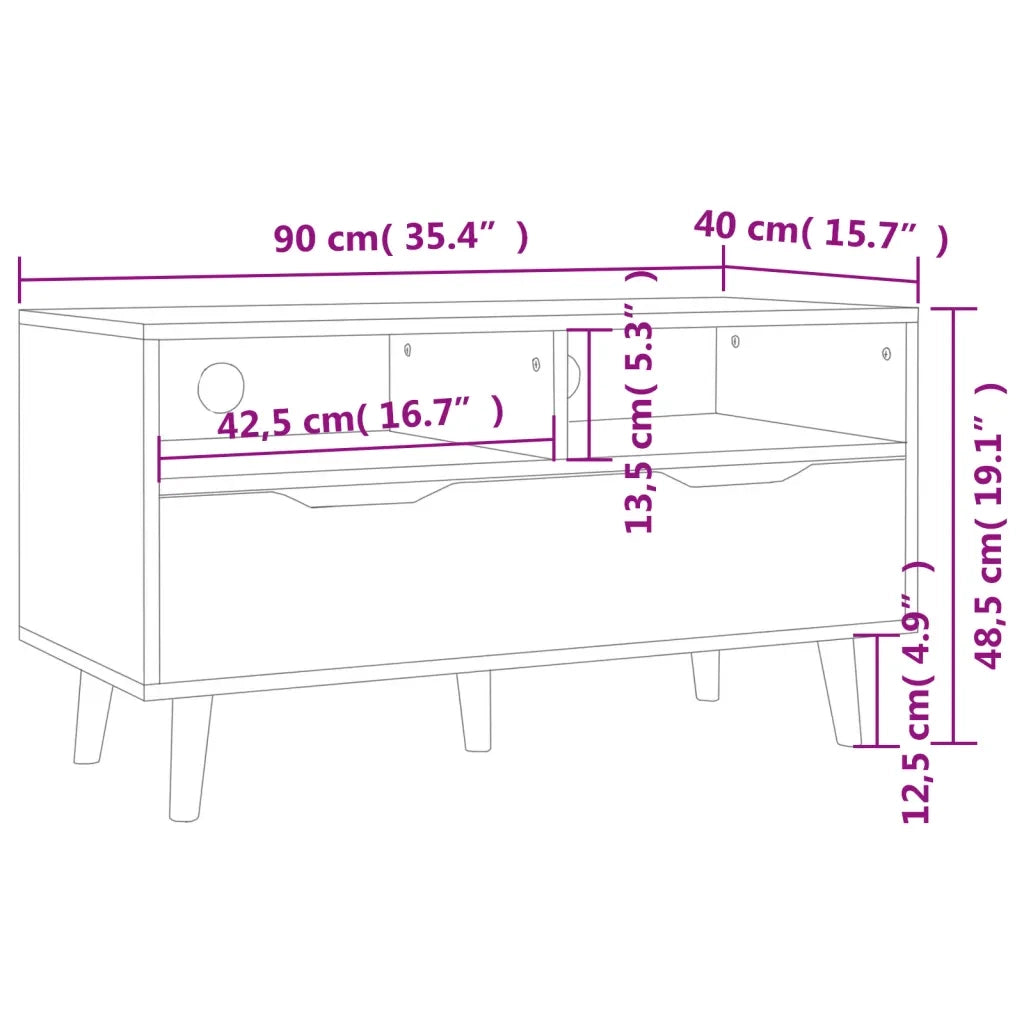 Mobile Porta TV Rovere Fumo 90x40x48,5 cm Legno Multistrato 326785
