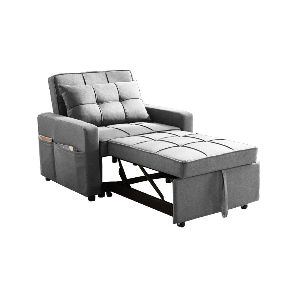 Poltrona Letto Miray in Tessuto Grigio con Seduta Trapuntata – Design Salvaspazio