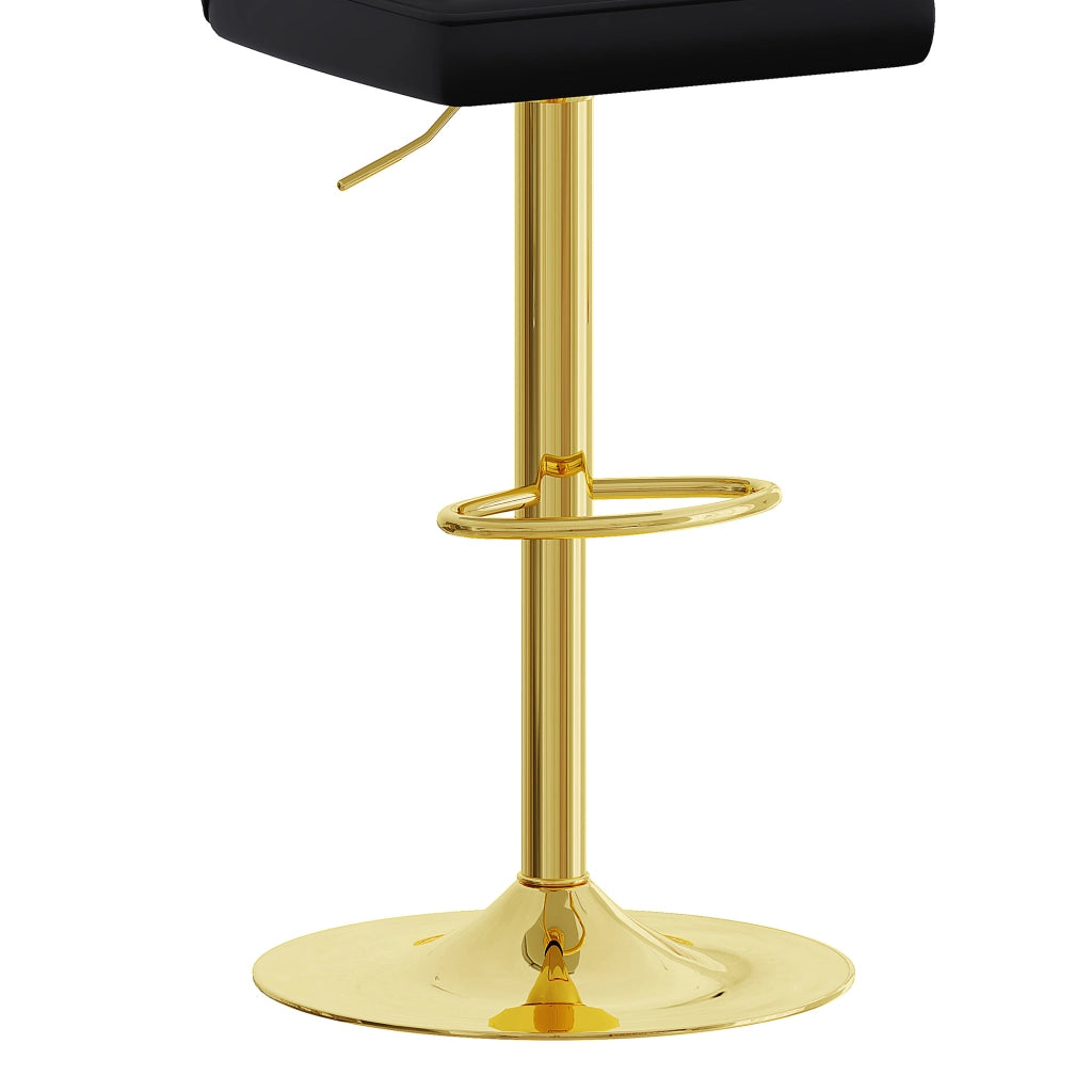 Set di 2 sgabelli da bar girevoli 360 gradi con altezza regolabile e poggiapiedi per isola cucina in PU nero oro