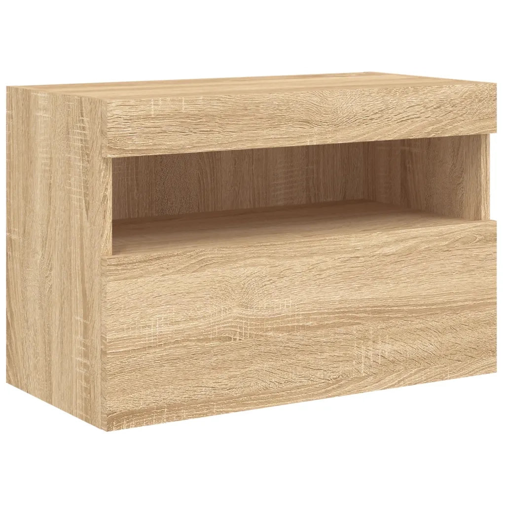 Mobile TV a Parete con Luci LED Rovere Sonoma 60x30x40 cm 837187