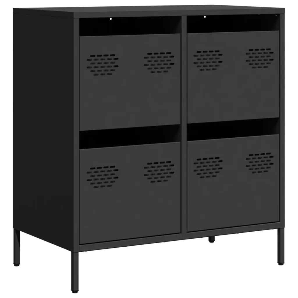 Credenza Nera 68x39x73,5 cm in Acciaio Laminato a Freddo 851256
