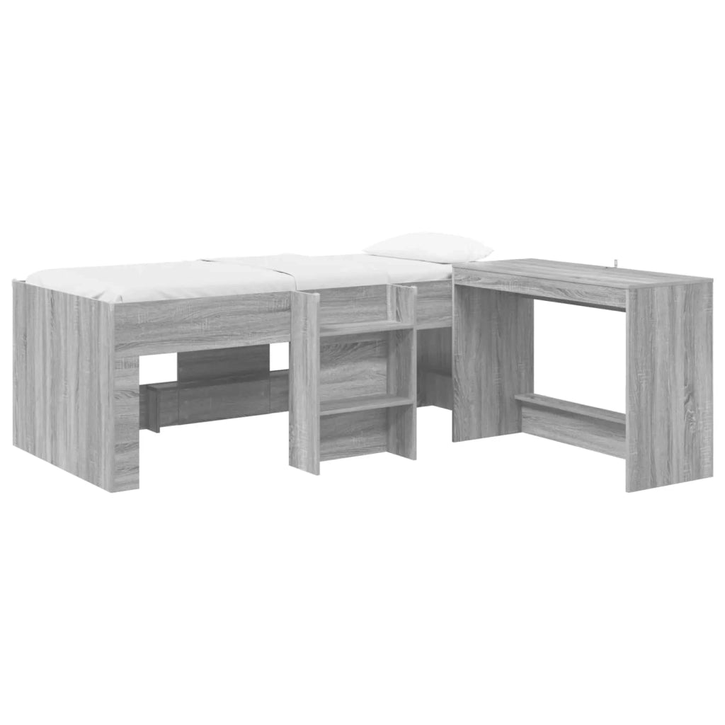 Letto alto per bambini con scrivania 2 pz Sonoma grigio 3423443