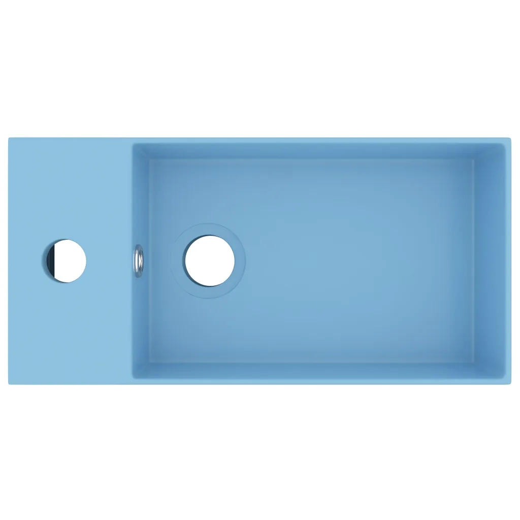 Lavandino con Troppopieno in Ceramica Azzurro CFW1055053