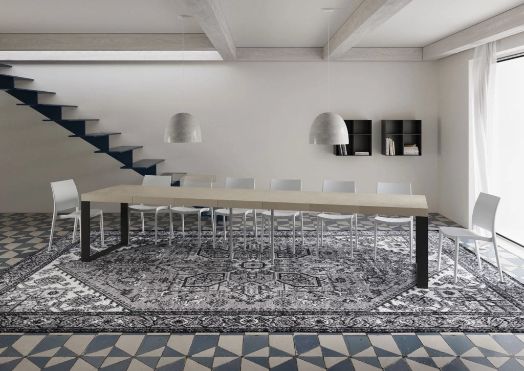 Tavolo Allungabile 140-400x90x77 cm Tecno Premium Cashmere Telaio Antracite