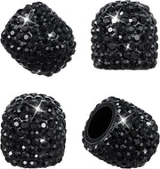 4 pezzi di copertura di tappo di ventilazione in stam con copertura di cappuccio a effetto spuma nera manufatti con strass - accessori auto in stoffa bling attraenti per veicoli commerciali, biciclette e motociclette