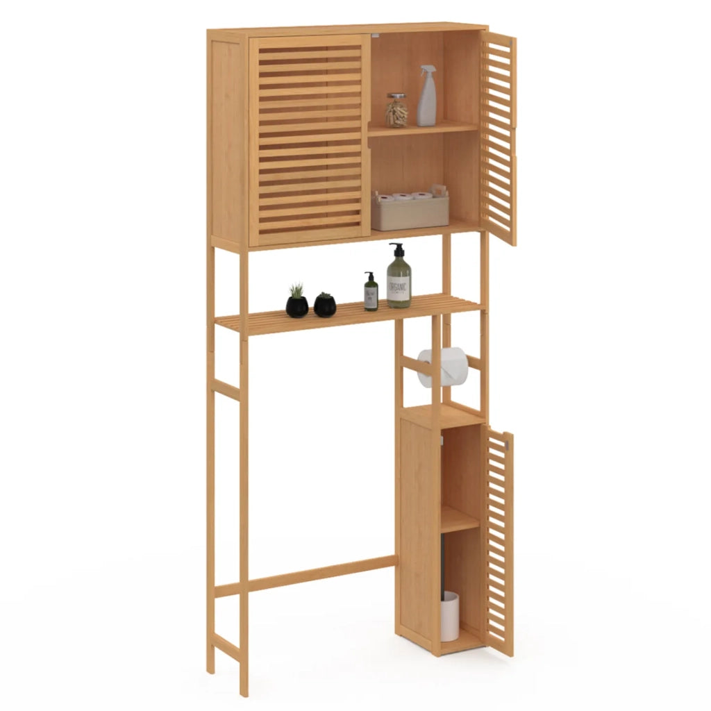 IDMarket - Mueble de aseo BEA 3 en 1 con armarios de bambú