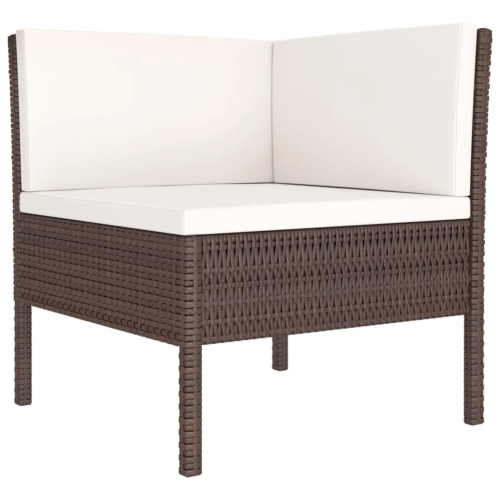 Set Divani da Giardino 6 pz con Cuscini in Polyrattan Marrone 3094383