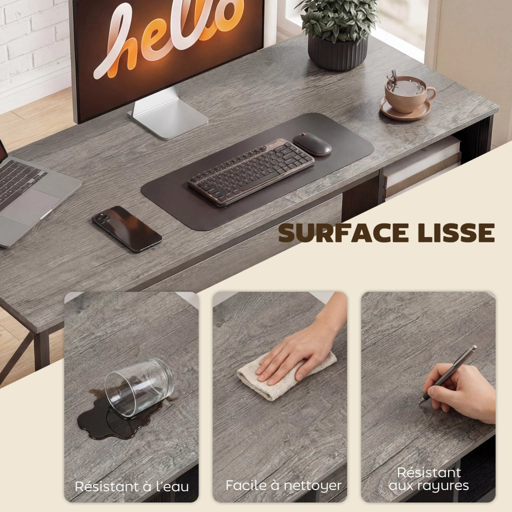Scrivania computer con cassetti e ripiano tastiera ¨C Xylo ¨C 120x50cm grigio