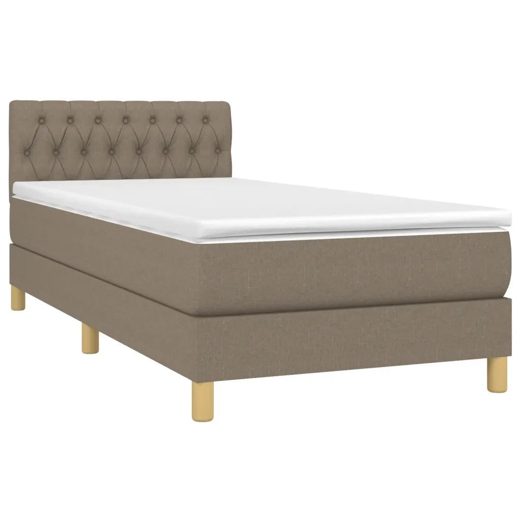 Letto singolo | Letto per adulti | Giroletto a Molle con Materasso Tortora 90x190 cm in Tessuto