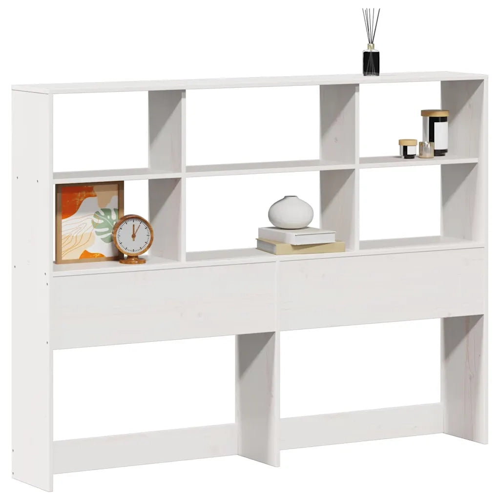 Testiera con Ripiani Bianca 160 cm in Legno Massello di Pino 855655