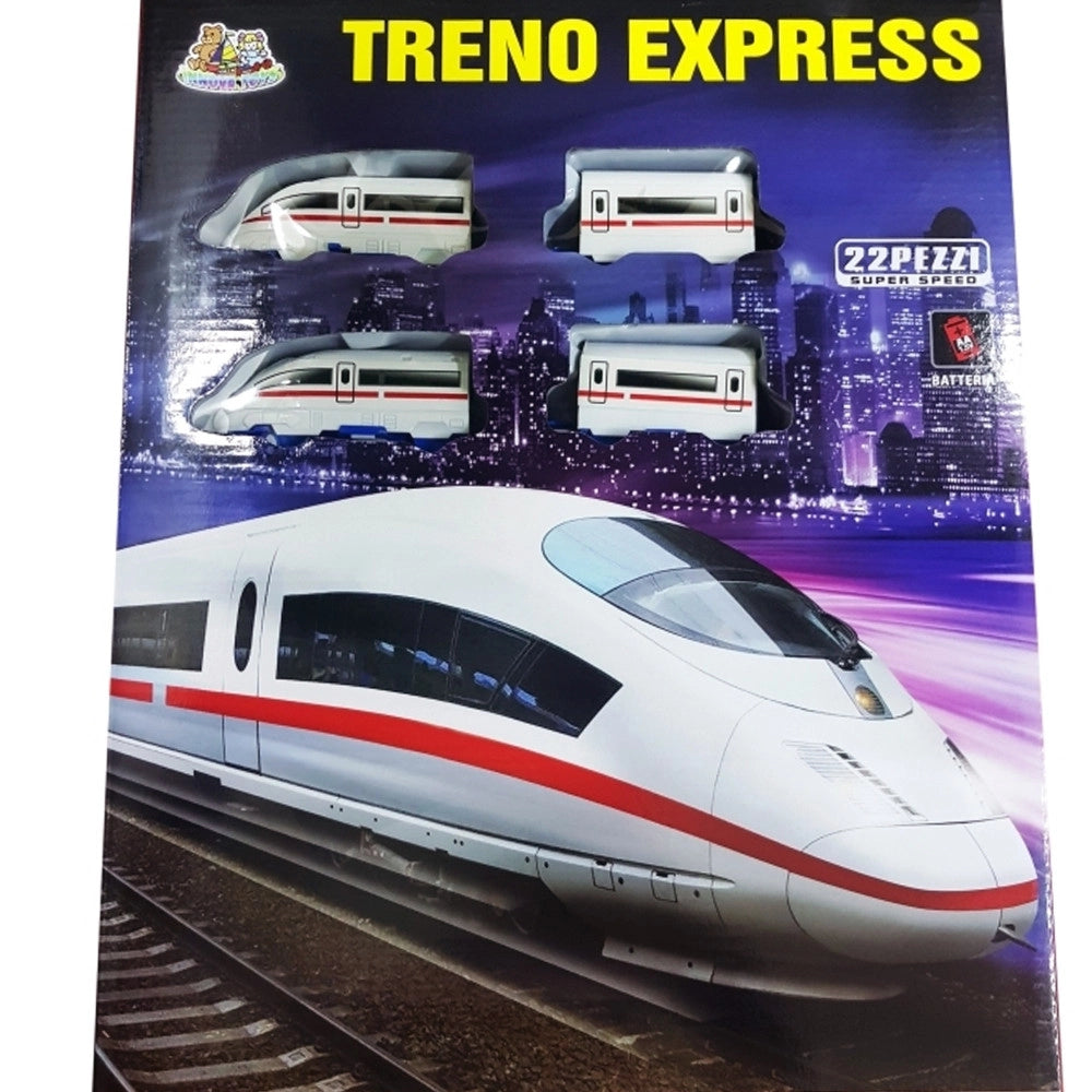 Trade Shop - Treno Express Classico Fino 22 Pz. Super Veloce Sviluppo Pista Gioco Trenino -