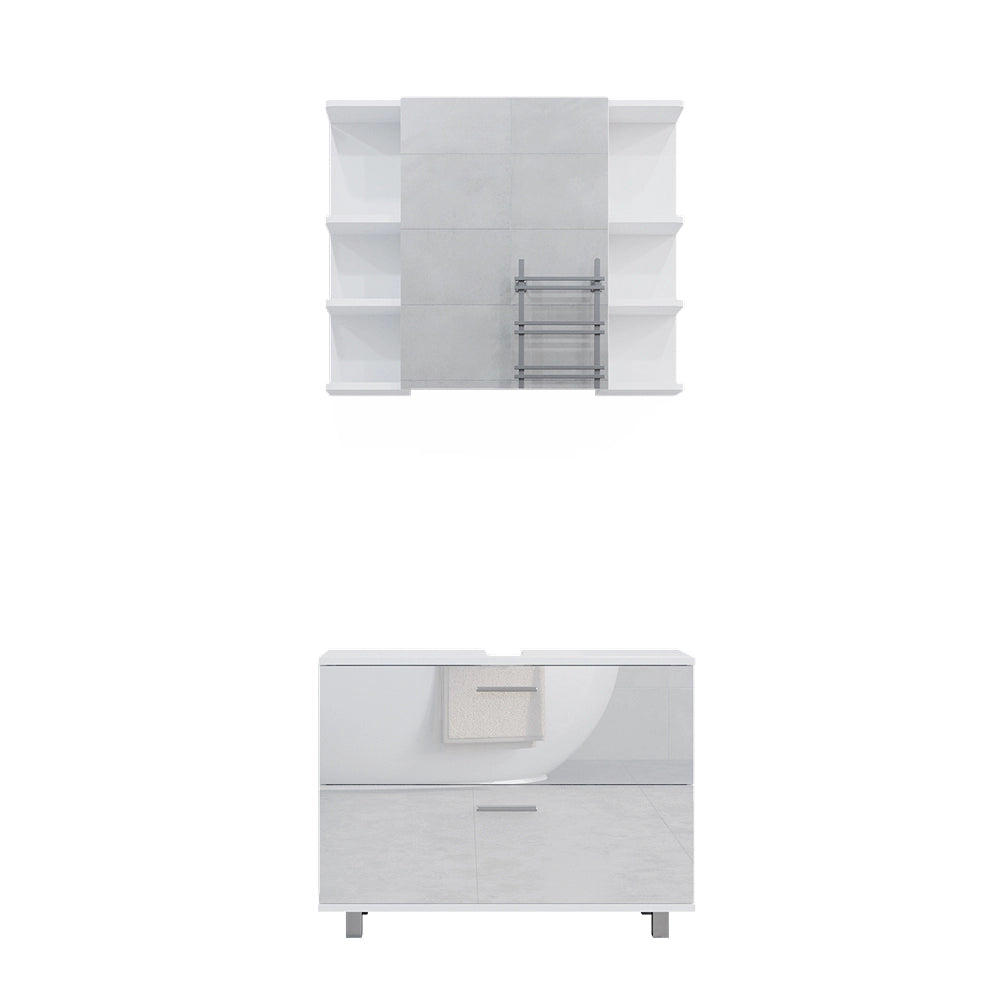 Vicco Set di mobili da bagno Bianco lucido 2 parti, base 80 cm