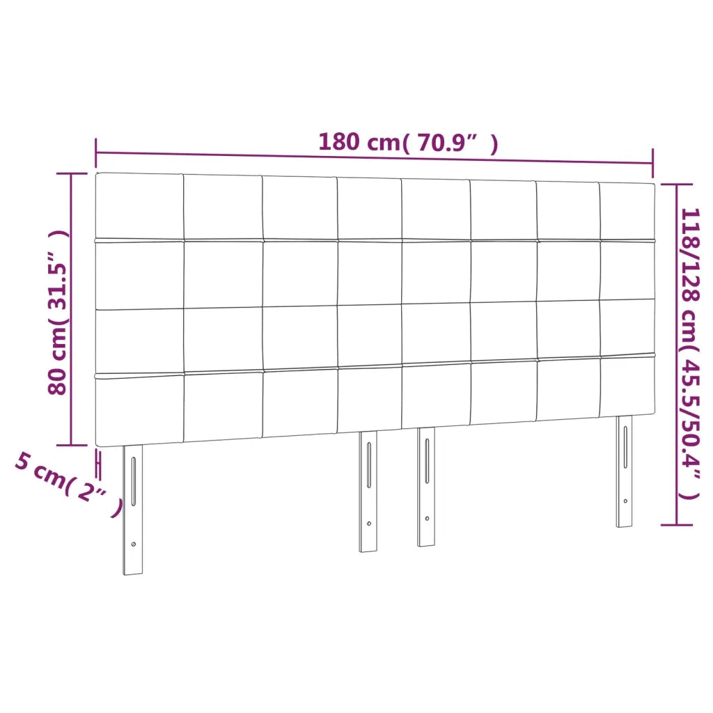 Testiera a LED-Testata con LED Grigio Chiaro 180x5x118/128 cm in Velluto 274224