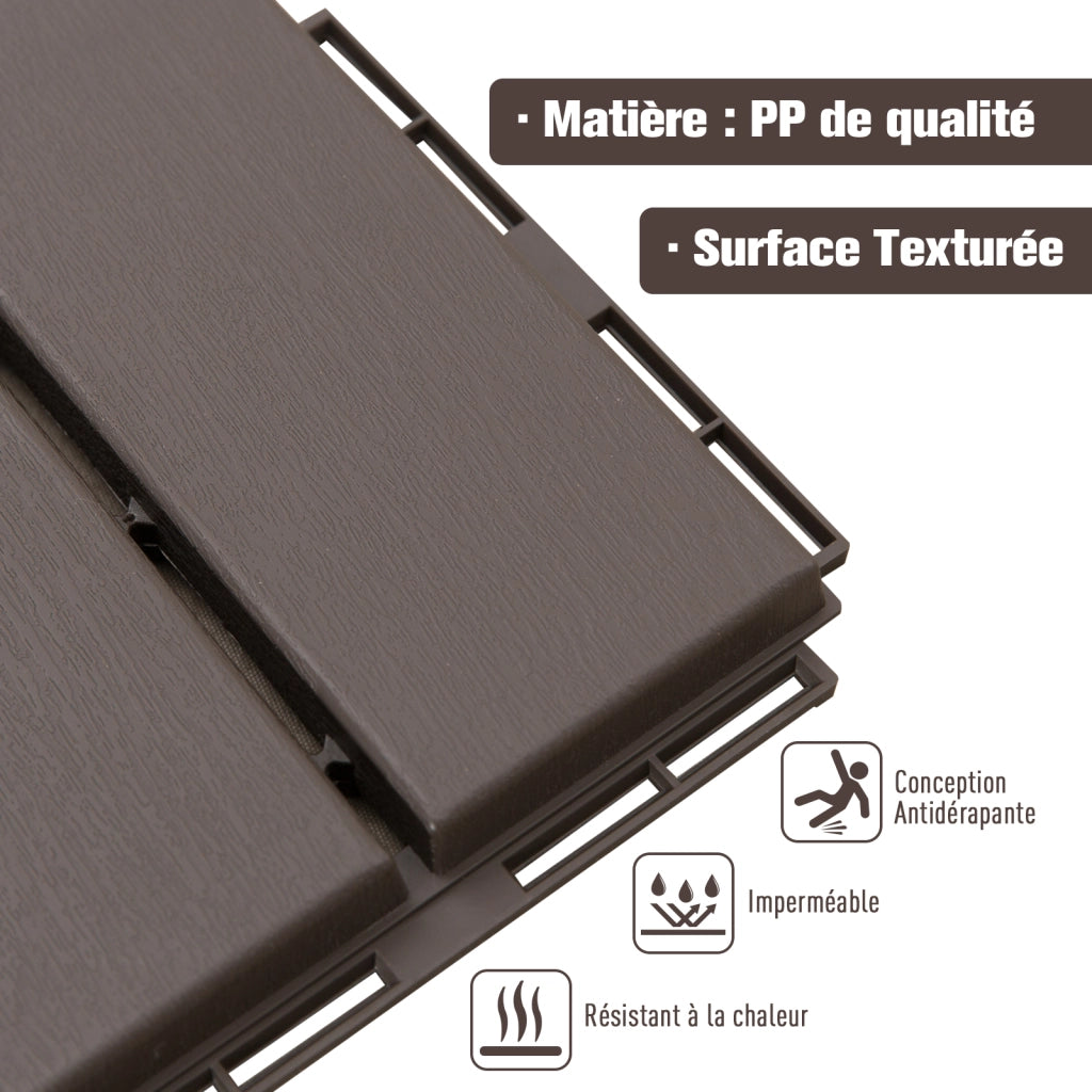 Dalle per Terrazzo ¨C Minimal ¨C 9 Pezzi, Composito, Colore Legno Chiaro