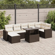 Set Divani da Giardino 8 pz con Cuscini Marrone in Polyrattan 3326364