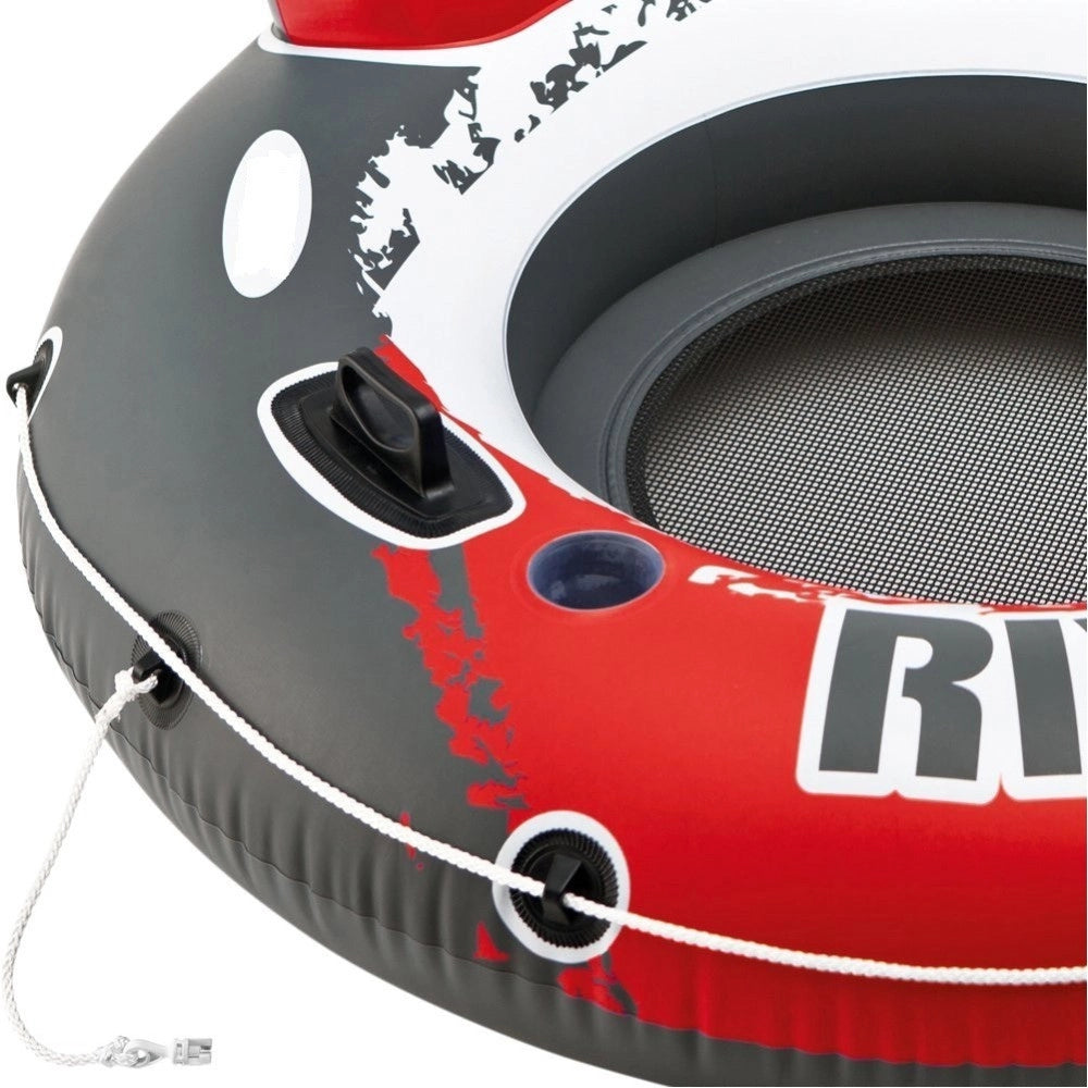 Trade Shop - Ciambella Poltrona Gonfiabile 135 Cm Schienale Con Rete E Portabibite Rosso -