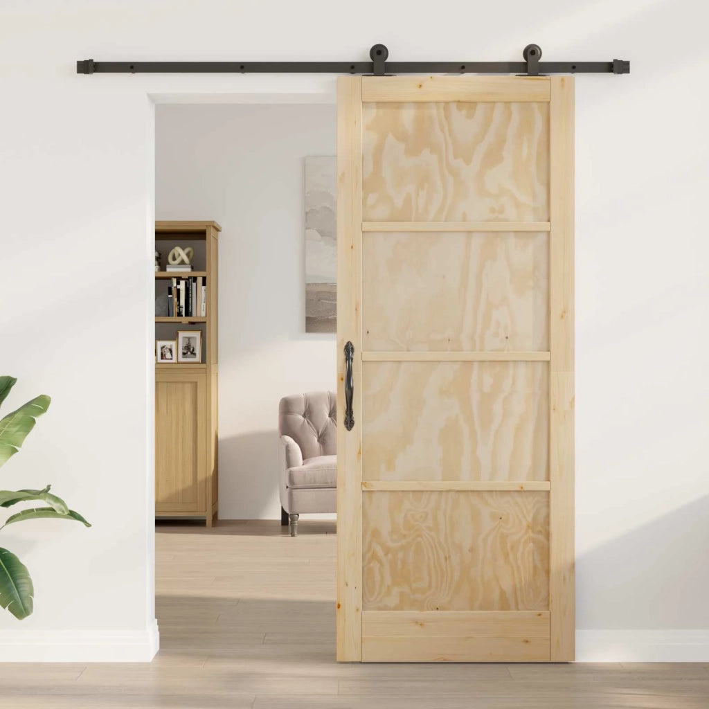 Porta scorrevole Naturale e Nero 86 x 211 cm 3445466