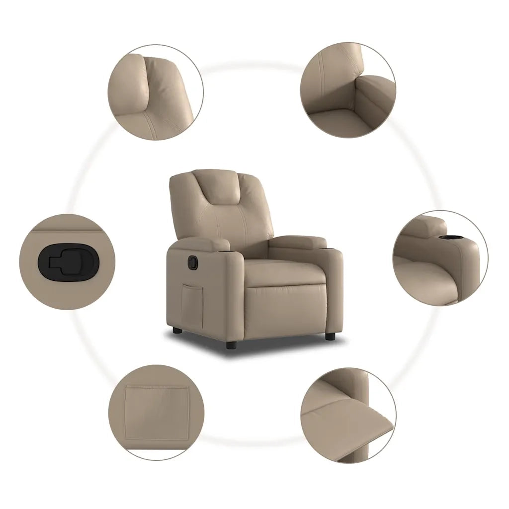 Poltrona | Sedia Relax Reclinabile Cappuccino in Similpelle