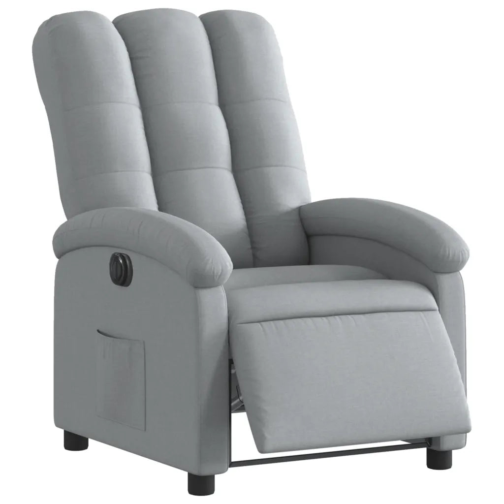 Poltrona | Sedia Relax Elettrica Reclinabile Grigio Chiaro in Tessuto
