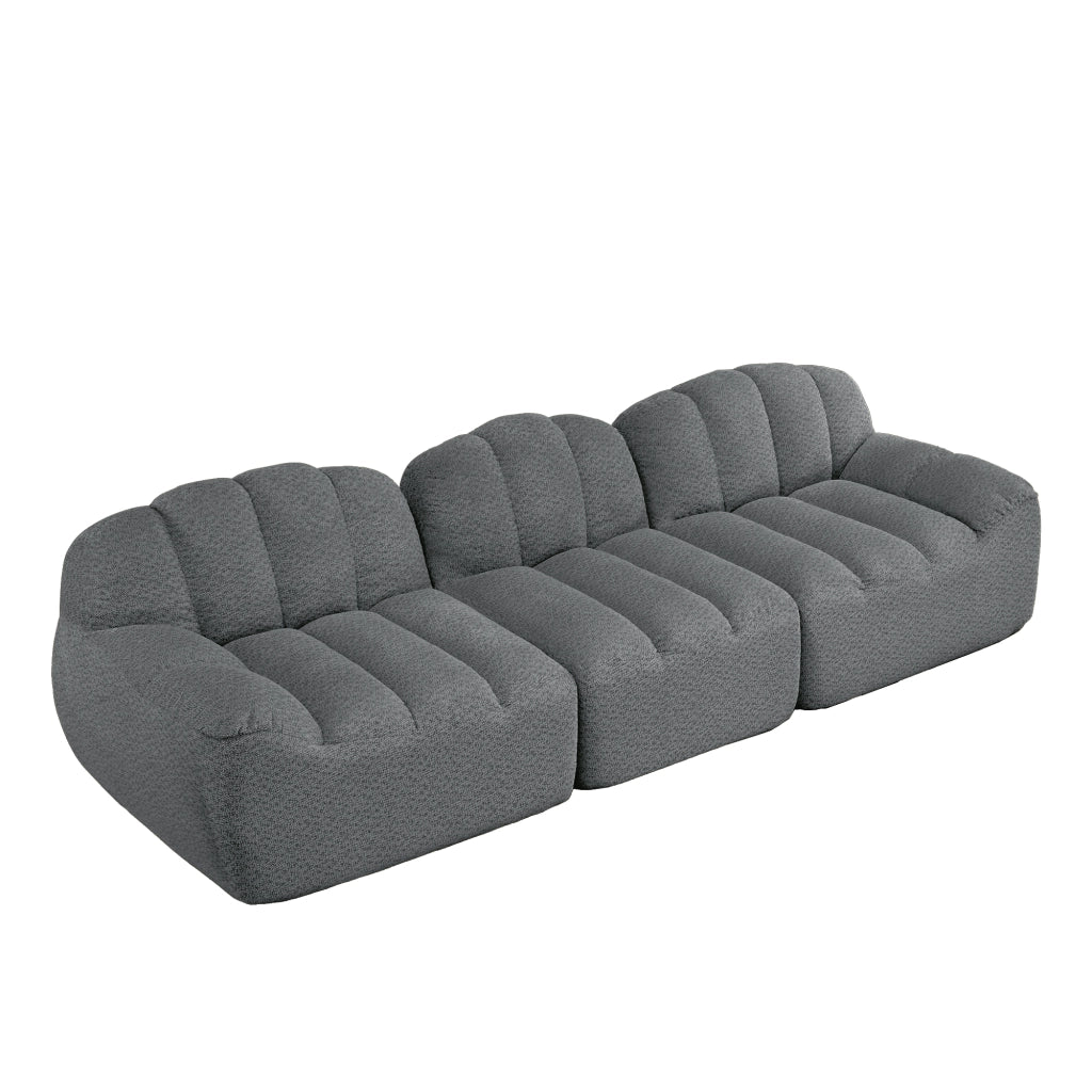 Divano modulare 3 posti - Zephmum - Design boneless in schiuma ad alta densit¨¤ 32D, seduta profonda, tessuto morbido, Grigio