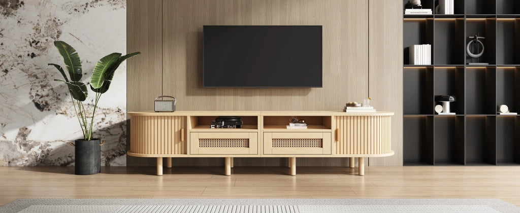 Cassettiera per TV Light Oak in MDF e legno; lunghezza 170 cm