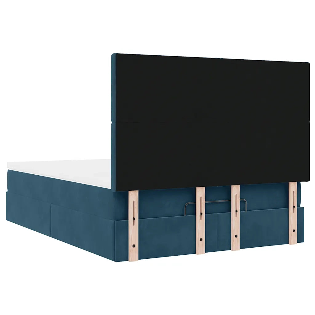 Struttura Letto Pouf con Materassi Blu 140x200cm in Velluto 3314472