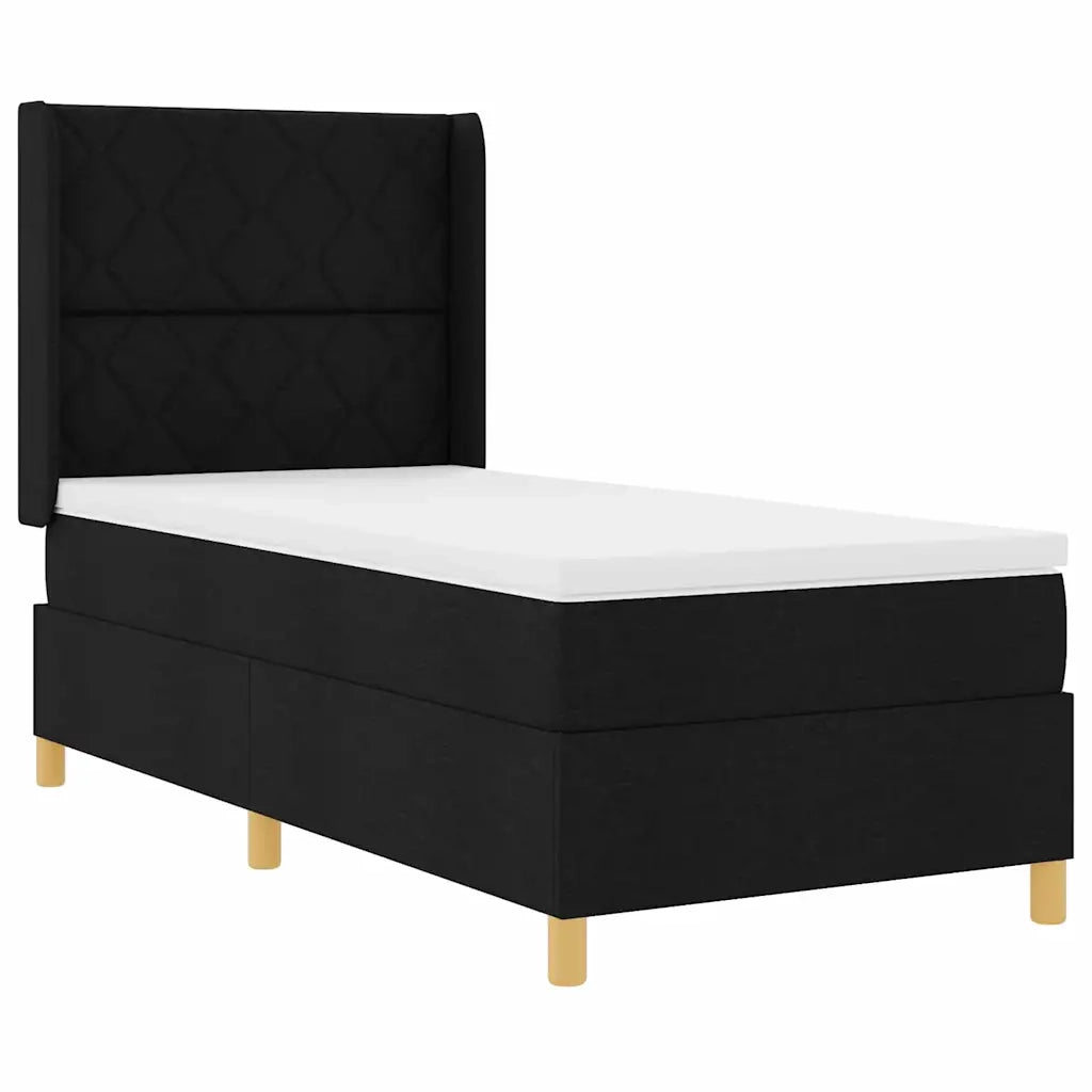 Letto a molle con materasso Nero 140 x 200 cm Tessuto