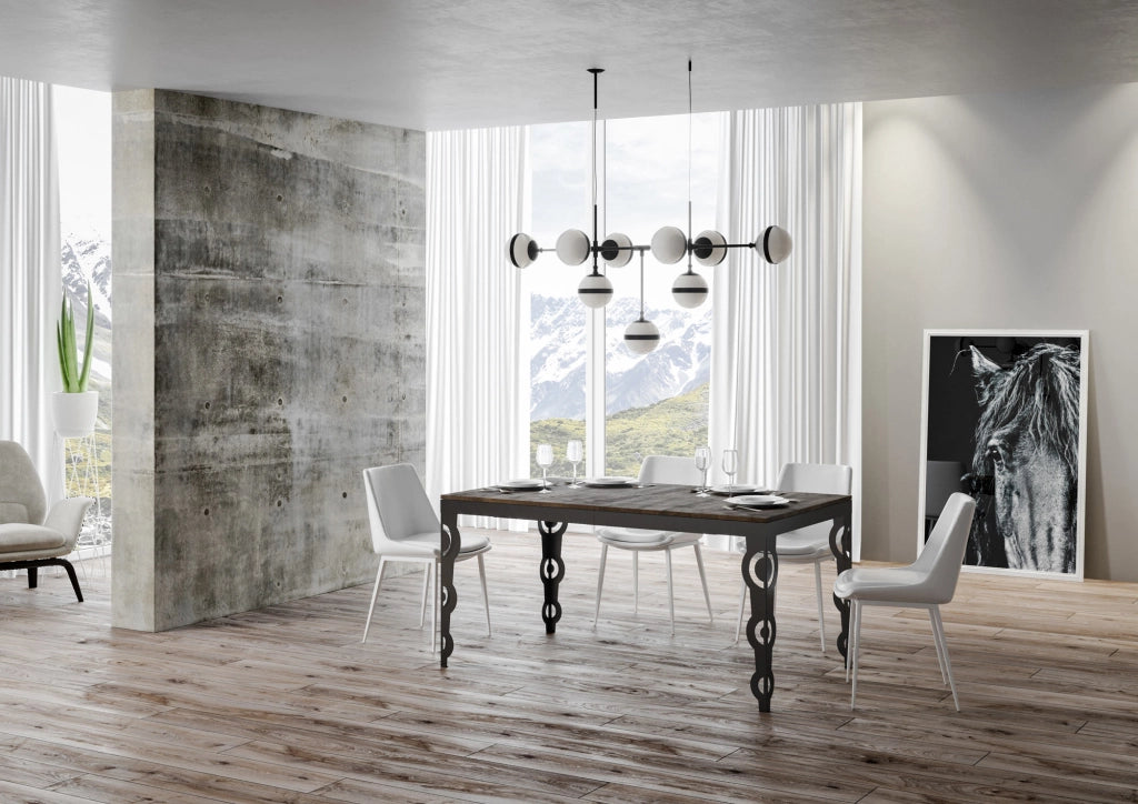 Tavolo allungabile 90x160/264 cm Karayan Evolution Noce telaio Antracite