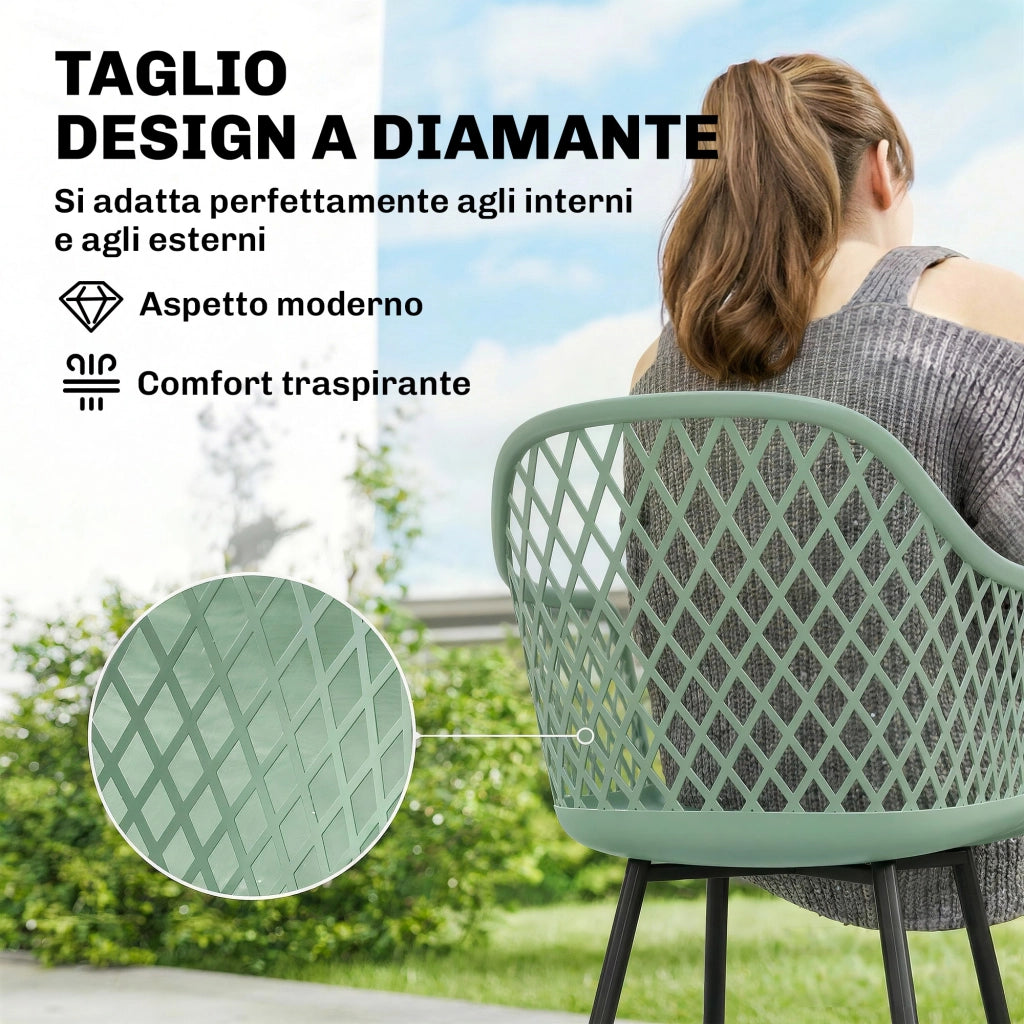 Sedia da Giardino con Braccioli ¨C zephmum ¨C Verde, PolyRattan, 4 Pezzi